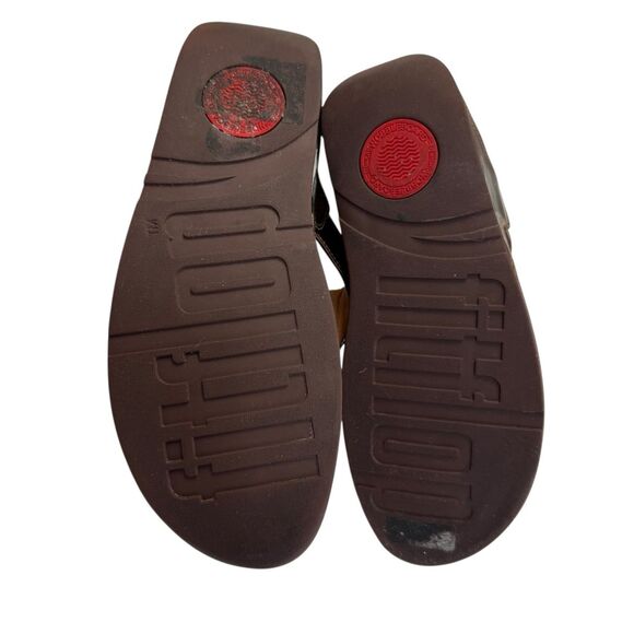 FitFlop Lulu Flower Patent Bronze Brown Thong Flip Flops Sandals Size 9 Shoes - Picture 7 of 10